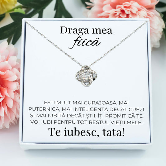Colier Amore pentru fiica placat cu aur alb