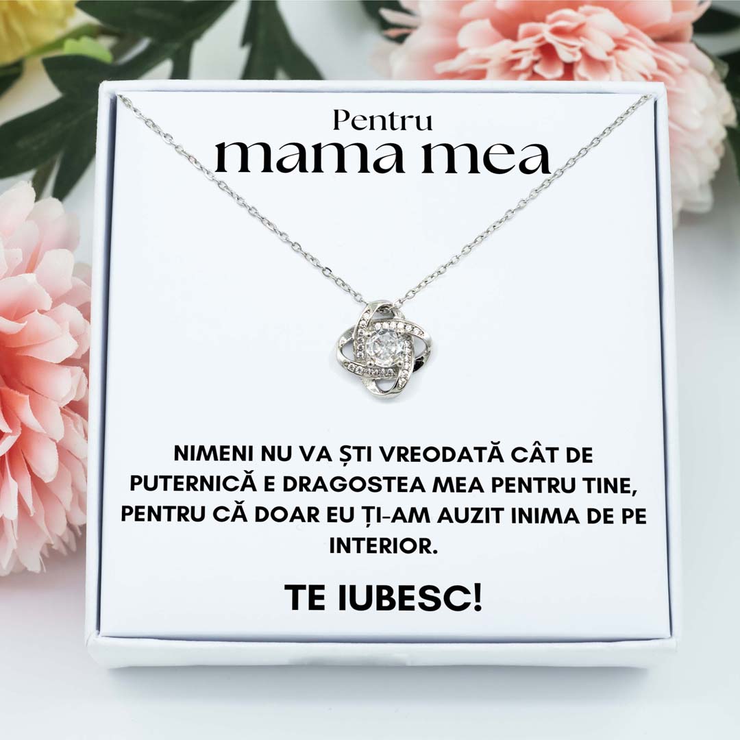 Colier Amore pentru mamă placat cu aur alb I