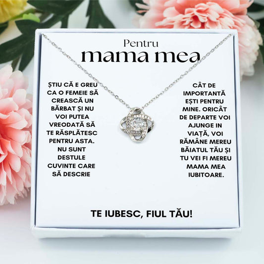 Colier Amore pentru mamă placat cu aur alb II
