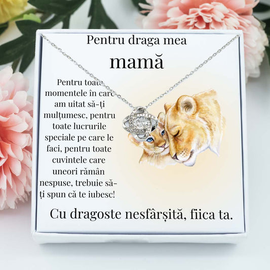Colier Amore pentru mamă placat cu aur alb