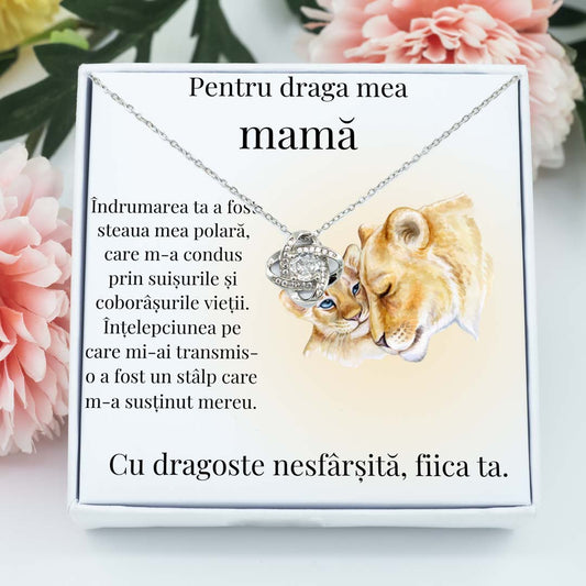 Colier Amore pentru mamă placat cu aur alb